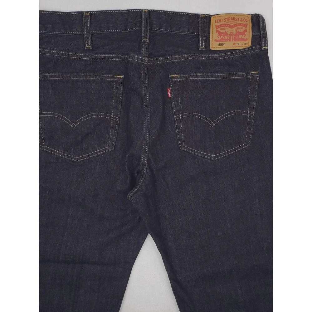 Levis 559 Jeans Mens 38x30 Blue Relaxed Straight Baggy Y2K Denim Pants Dark Wash